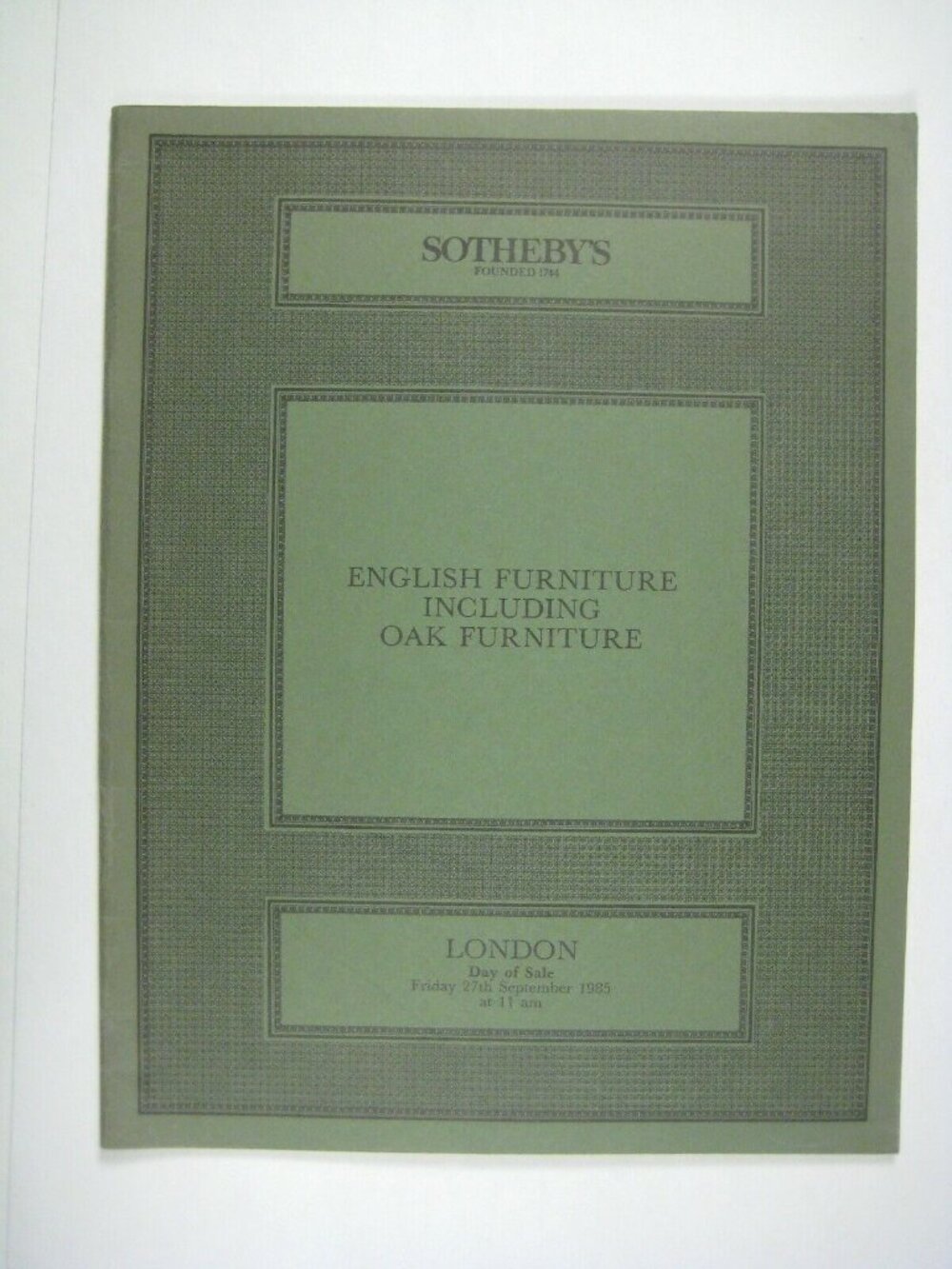 Sothebys Auction Catalog English Furniture Oak 1985 London George III William